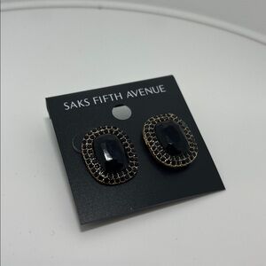 Saks Fifth Avenue Black and Gold Geometric Earrings